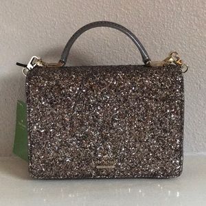 kate spade gunmetal glitter mini satchel crossbody